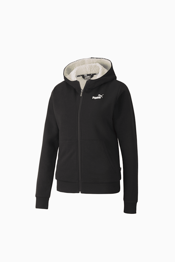 Essentials Women s Sherpa Full Zip Hoodie PUMA